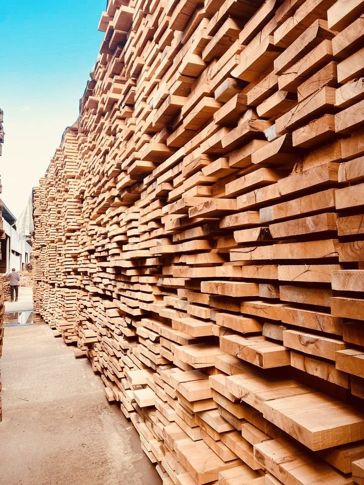 Stacked graded timber logs